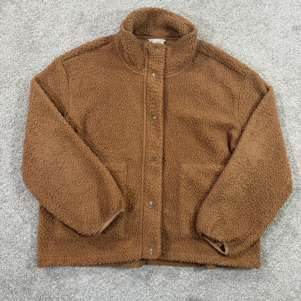 Avalanche Sherpa Fleece Jacket XXL Brown Full Zip Snap Front Outdoor Coat Winter